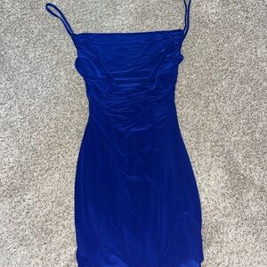 Elegant Blue Spaghetti Strap Dress